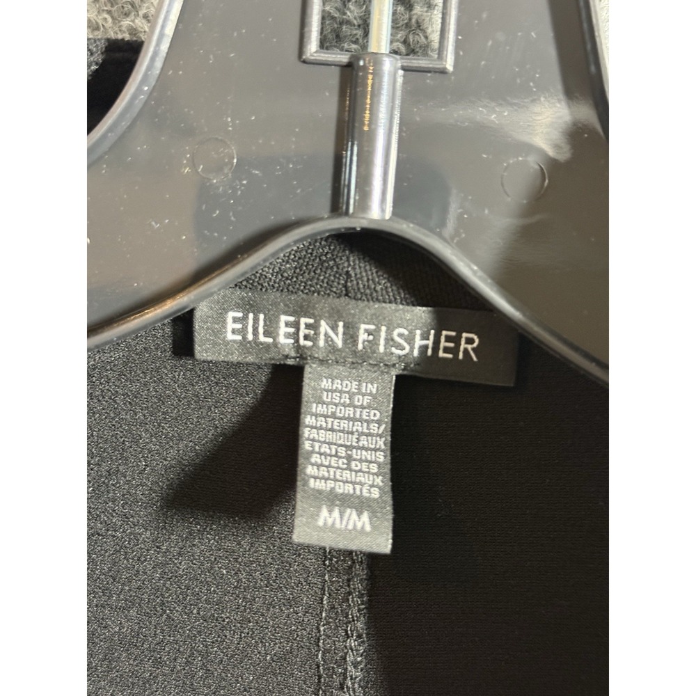 EILEEN FISHER Black Long Fluid Lyocell Open Front Jersey Cardigan Medium Q23 - Picture 2 of 5